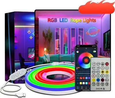 Obrázek produktu pro INF 5M RGB LED Neonová světelná šňůra - 60 LED/M, Bluetooth ovládání, DIY dekorace
