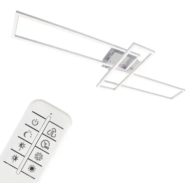 Zdjęcie produktu dla Lampa sufitowa LED BRILONER FRAME, zdalne sterowanie, możliwość ściemniania, regulacja temperatury barwowej CCT, obrotowa, kolor srebrny, 110 x 35 x 10 cm