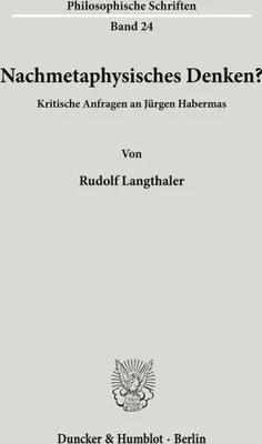 Produktbild von Nachmetaphysisches Denken?