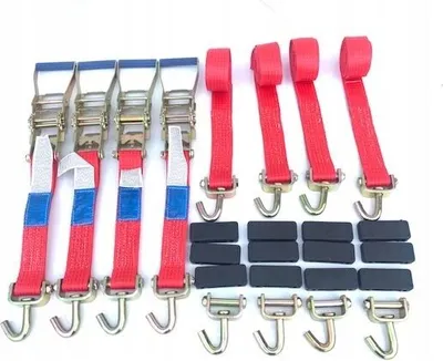 Immagine prodotto di 4 pezzi cinghie di fissaggio con cricchetto + gancio + cinghie trapezoidali per trasporto auto cinghie di fissaggio cinghie di tensionamento ruote