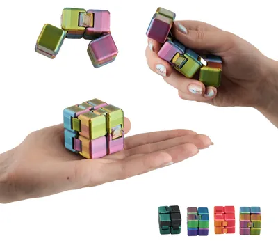 Immagine prodotto di Fidget toy cubo infinito 8 cm, cubo senza fine stampato in 3D, PLA – Rosso-giallo-verde