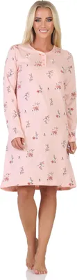 Produktbild von Elegantes frauliches Damen Nachthemd langarm in floralem Design von Normann ; türkis , 48