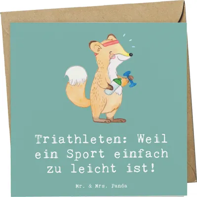 Produktbild von Mr. & Mrs. Panda Grußkarte Triathlon Helden - Meeresbrise - Geschenk, Klappkarte, Sportler, Ausdauer, körperliche Fitness, Sportart, doppelkarte, Disziplinen, Teamsport
