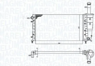 Produktbild von MAGNETI MARELLI 350213196000 Kühler Wasserkühler Motorkühler für FIAT GRANDE PUNTO (199) PUNTO (188) Idea (350) PUNTO Van (188AX)
