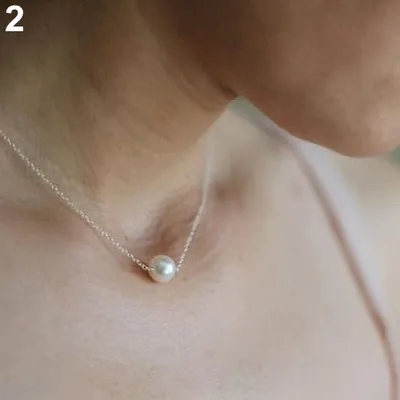 Produktbild von Frauen Mode Einfache Faux Perle Goldene Silber Legierung Halsband Aussage Kragen Halskette-Silber