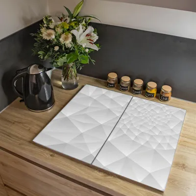 Zdjęcie produktu dla Dwuczęściowa płyta pokrywająca kuchenkę Banjado, każda o wymiarach 30 x 52 cm, z gumowymi podkładkami dystansowymi, szkło bezpieczne ESG z motywem nautilusa [HAP2 12529]