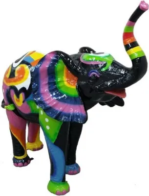 Produktbild von Casa Padrino Designer Dekofigur Elefant Schwarz / Mehrfarbig 160 x H. 160 cm - Riesige Deko Skulptur - Wetterbeständige Gartendeko