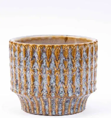 Obrázek produktu pro Kvetinác hnedý a modrý, keramický, Ø10,8cm Ø9cm - moderní kvetinác pro pokojové
