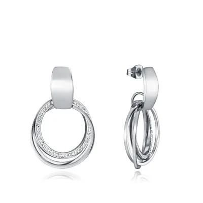 Image de Boucles d'oreilles intemporelles en acier avec zircons Chic 75279E01000