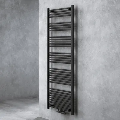 Image de doporro Radiateur de Salle de Bain Sèche-Serviette 180x60cm Radiateur Tubulaire Vertical Chauffage à Eau Chaude Gris-Noir