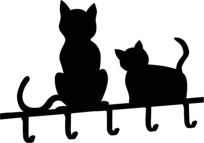 Image de Unyqoos® Porte-clés mural en forme de chat, noir – Porte-clés avec 5 crochets en acier, en fer peint, dimensions 20 x 2 x 15 cm