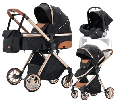 Productafbeelding van Kinderwagen, compact inklapbaar, verstelbare ligpositie, model S800, kleur zwart
