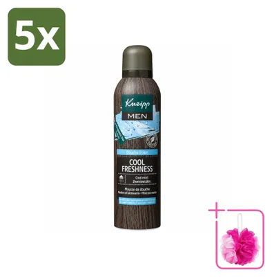 Immagine prodotto di 5 flaconi di schiuma detergente rinfrescante Kneipp Men, 200 ml ciascuno, confezione risparmio, 5 pezzi