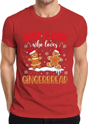 Produktbild von Just A Girl Who Loves Gingerbread Weihnachten Lebkuchen Herren T-Shirt, Rot, S