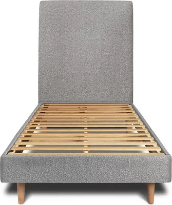Productafbeelding van Bed met gestoffeerd hoofdeinde – Bouclé-stof - 90x190 cm