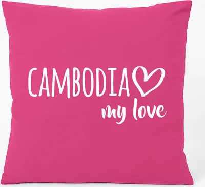 Produktbild von Huuraa Kissen Cambodia my love 40x40cm mit Füllung Fuchsia Baumwolle Dekokissen Geschenkidee