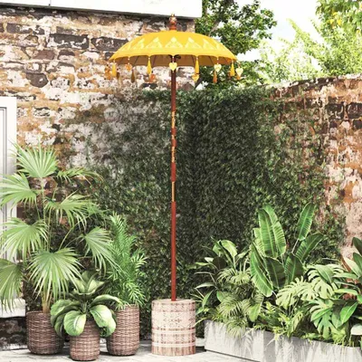 Productafbeelding van Maison Exclusive - Balinese zonnescherm met voet, geel, 95 x 95 x 260 cm