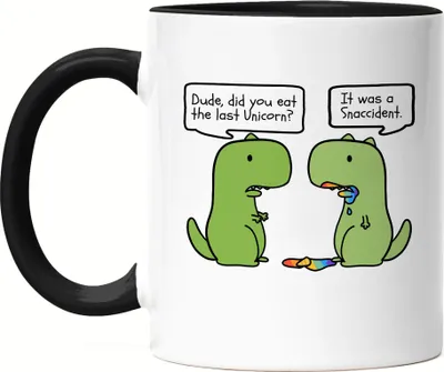 Produktbild von T-Rex frisst Einhorn Tasse Schwarz Lustiges Dinosaurier Einhorn Dino Fun Geschenk Ironie Sarkasmus