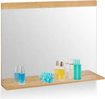 Image de Miroir mural en bambou avec étagère