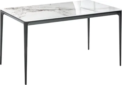 Produktbild von BELIANI Esstisch Weiß und Schwarz Glas Aluminium Marmoroptik 140 x 80 cm Rechteckig Modernes Design Küche Esszimmer