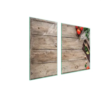 Immagine prodotto di Piastre copri fornelli 2 pezzi 90x52 Copri piano cottura in Vetroceramica tagliere in vetro legno pomodori