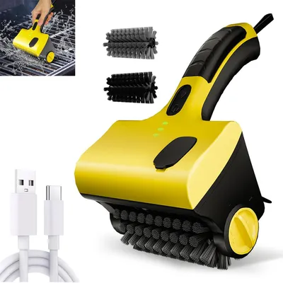 Produktbild von Elektrische Grillbürste, Grillreiniger mit 2 Bürsten, Kabellos Wiederaufladbar Sicher Grillzubehör für Porzellan/Gas/Holzkohlegrill - Geschenke