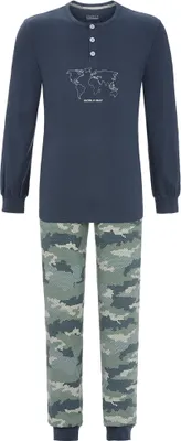 Produktbild von RINGELLA Herren Langarm Pyjama "World Map" 2541201 | Dark Petrol Größe: 48