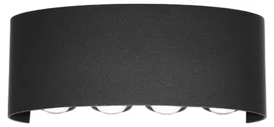 Zdjęcie produktu dla Kinkiet zewnętrzny LED zaokrąglony Ortelo czarny piaskowany 8W biała ciepła 738lm metal wym:8x22x3,8cm IP54 Italux