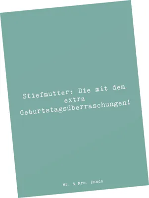 Produktbild von Mr. & Mrs. Panda Postkarte Spruch Stiefmutter Überraschungen - Meeresbrise - Geschenk, Ansichtskarte, Stiefkind, Kreativität, Geburtstagsüberraschungen, Fotokarte, Feiern