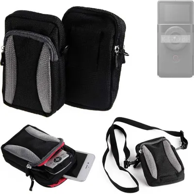 Produktbild von K-S-Trade Fototasche kompatibel mit Canon Power Shot V10 Gürtel-Tasche Holster Umhänge Tasche Kameratasche, schwarz-grau Brust-Beutel Brust-Tasche