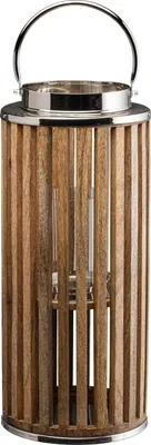 Produktbild von Windlicht - Braun - Holz - Metall - 23 x 60 cm - mit Griff