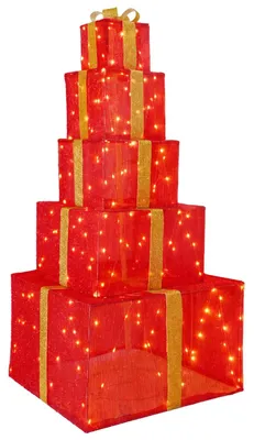 Imagen del producto de vidaXL Caja de regalo navideña con luces LED, apilable, 250 LEDs, luz blanca cálida