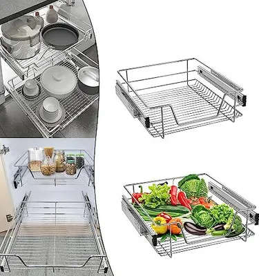 Produktbild von NAIZY 4 kusy teleskopické zásuvky kuchynský organizér skrinka výsuvná kuchynská zásuvka, kuchynská skrinka policová vložka spálňa zásuvka skrinka koše pre spálňu skrinky s koľajničkovým systémom, 50 cm