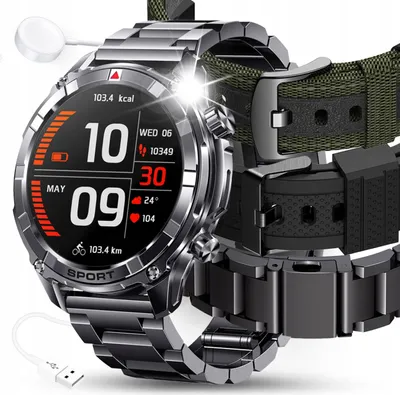 Zdjęcie produktu dla SMARTWATCH MĘSKI ZEGAREK MENU PL ROZMOWY CIŚNIENIE 500mAh AMOLED + 3 paski