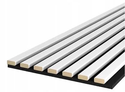 Produktbild von Lamellen Wand MDF 30x120 cm - akustische Paneele - weiße Wandlamellen - moderne Wandverkleidung - WEISS