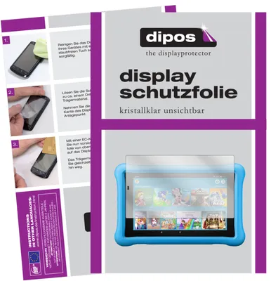 Produktbild von 2x Schutzfolie für Amazon Fire HD 10 Kids (2019) klar Displayschutzfolie Folie Display Schutz dipos