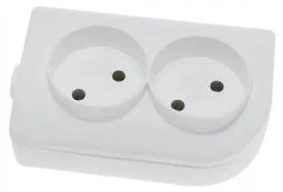 Produktbild von Elgotech GN-2 Doppelsteckdose ohne Schutzkontakt weiß