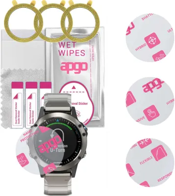 Produktbild von apgo 3 Stück Schutzglas, klar, kompatibel mit Garmin Quatix 5 Smartwatch, Hybrid 8H, Ersatz für Hartglas, Displayschutzglas, Bildschirmschutz, Displayschutz, kratzfest