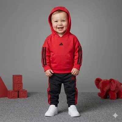 Produktbild von adidas Unisex Baby ESSENTIALS HOODED JOGGER, Pure Ruby/Black/Black, 6-9 Months