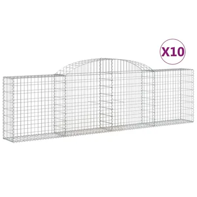 Produktbild von Gabionen mit Hochbogen 10 Stk. 300x30x80/100cm Verzinktes Eisen