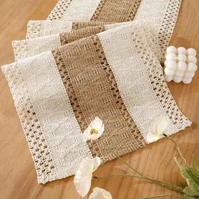 Obrázok produktu pre Moderná jutová obrusovka: štýl bohémsky, 30 x 100 cm, umývateľná a dekoratívna