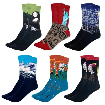 Imagen del producto de Solidchoice - Juego de 6 calcetines de algodón retro para adultos