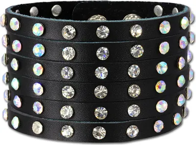 Produktbild von SilberDream Armband Leder Armschmuck schwarz Zirkonia Damen Frauen LAC221S