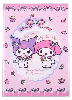 Obrázok produktu pre Zápisník Sanrio Kuromi & My Melody – pastelové kvety, holografický kockovaný vzor