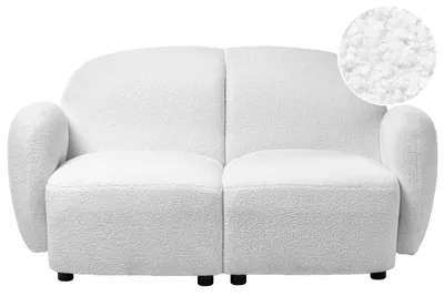 Produktbild von BELIANI 2-Sitzer Sofa Cremeweiß Bouclé Gepolstert mit Breiter Sitzfläche Armlehnen Organisches Retro Design Wohnzimmersofa Polstersofa Teddy Stoffsofa