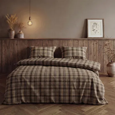 Produktbild von Fleuresse gewebte Edelflanell Bettwäsche Lech Lancaster 135x200 cm + 80x80 cm braun