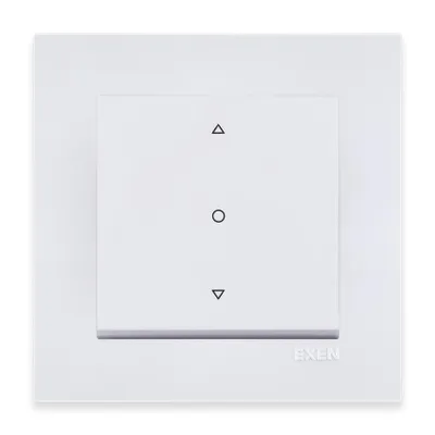 Image de Interrupteur pour volets roulants, trois positions, encastré, blanc + cadre blanc EXEN