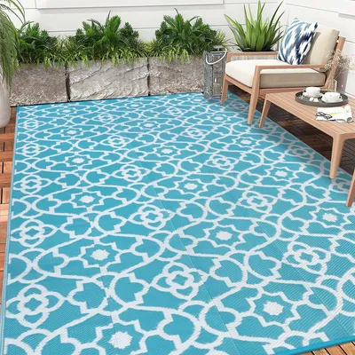 Imagen del producto de Alfombra para exteriores, impermeable, de 240 x 300 cm, de plástico, ideal para jardín y terraza