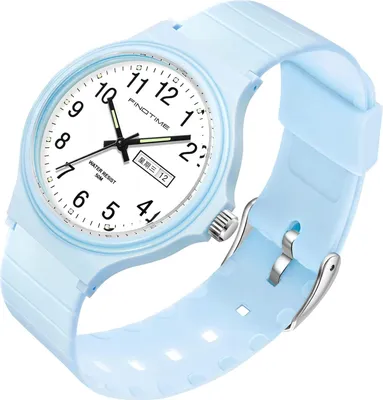 Produktbild von Analog Quarz Armbanduhr für Damen Große Zahlen Senioren 5ATM Wasserdicht Frauen Uhren Buntfarbig Silikon Kinder Uhr mit Datum Woche Leuchtzifferblatt
