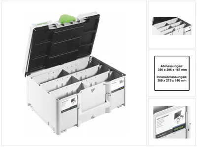 Productafbeelding van Festool Systainer SORT-SYS3 M 187 DOMINO gereedschapskoffer ( 576793 ) 396 x 296 x 187 mm